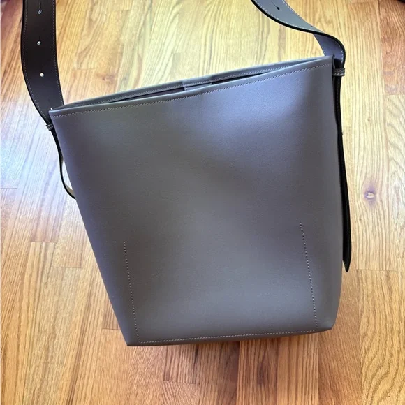 Jolina Leather Bucket Tote Grey